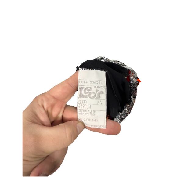 Vintage Leo’s Spandex Stretchy Black Orange Sequin Jazz Costume Medium Adult - Picture 6 of 6